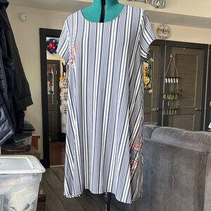 Derek Heart Navy and White Striped Mini Dress